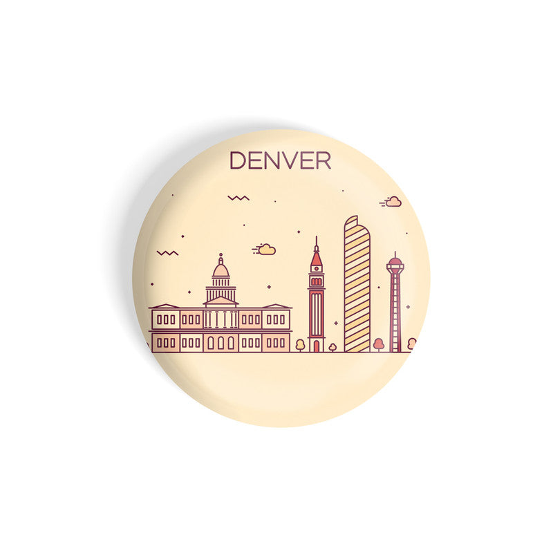 dhcrafts Round Fridge Magnet Brown Color Denver Glossy Finish Design Pack of 1 (58 mm)